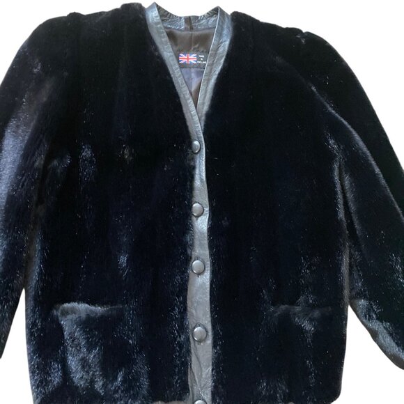 Vintage Lilli Ann Faux Fur Leather Trim Jacket 1960s England Sz M - Picture 8 of 11